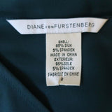 Diane von Furstenberg Side-Tie Dress Leron Teal Stretch Silk Size 2 Short Sleeve - Celebrity Owned