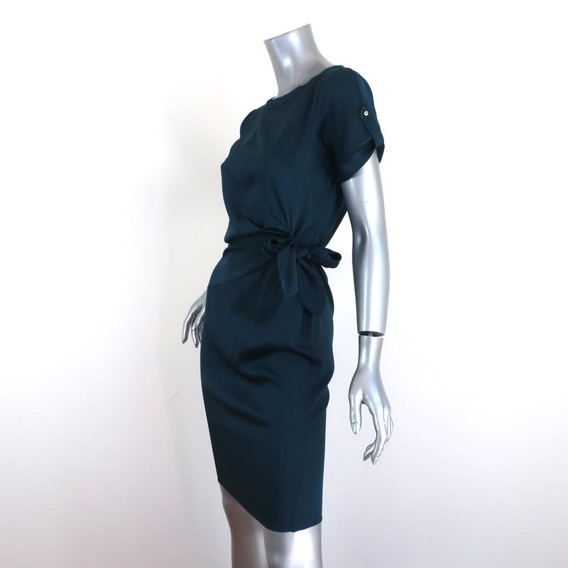 Diane von Furstenberg Side-Tie Dress Leron Teal Stretch Silk Size 2 Short Sleeve - Celebrity Owned