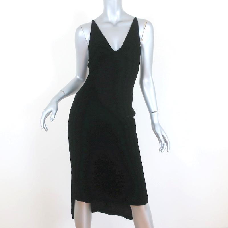 Dion Lee Fine Line Asymmetric Midi Dress Black Velvet Size US 2 - Celebrity Owned