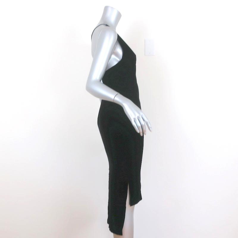 Dion Lee Fine Line Asymmetric Midi Dress Black Velvet Size US 2 - Celebrity Owned