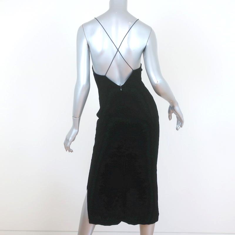 Dion Lee Fine Line Asymmetric Midi Dress Black Velvet Size US 2 - Celebrity Owned