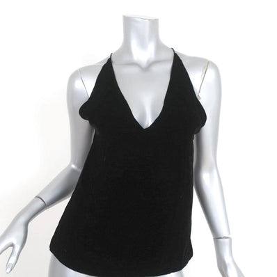 Dion Lee Fine Line Cami Black Velvet Size Small Draped Open Back Top - Celebrity Owned
