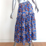 Dodo Bar Or Midi Skirt Stevie Blue Paisley Print Silk Size 40 - Celebrity Owned