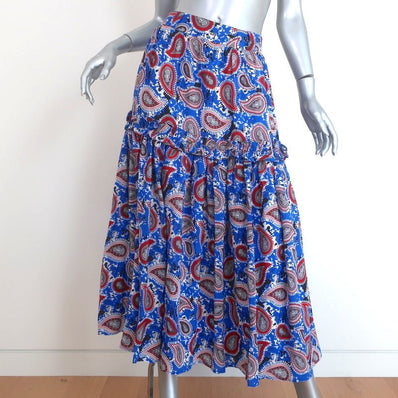 Dodo Bar Or Midi Skirt Stevie Blue Paisley Print Silk Size 40 - Celebrity Owned