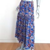 Dodo Bar Or Midi Skirt Stevie Blue Paisley Print Silk Size 40 - Celebrity Owned