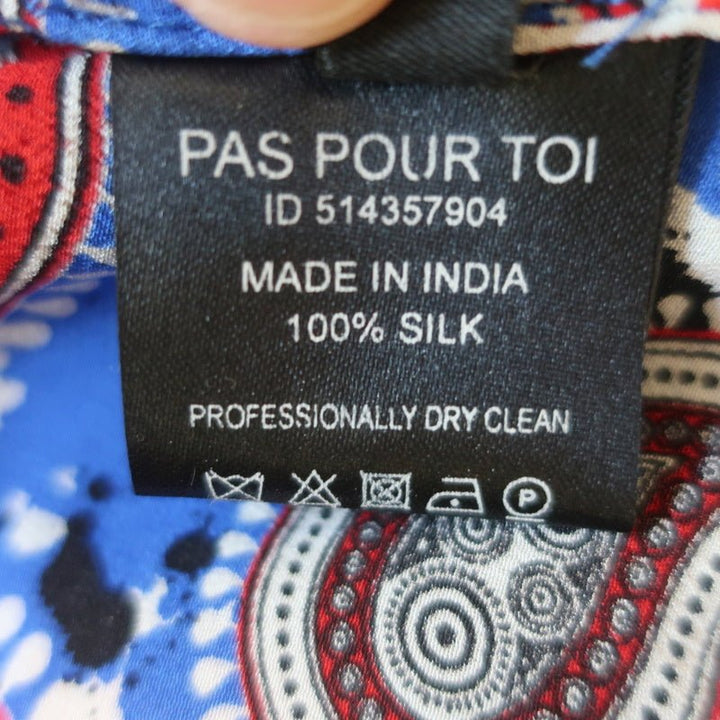 Dodo Bar Or Tank Top Lita Blue Paisley Print Silk Size 42 Sleeveless Blouse - Celebrity Owned