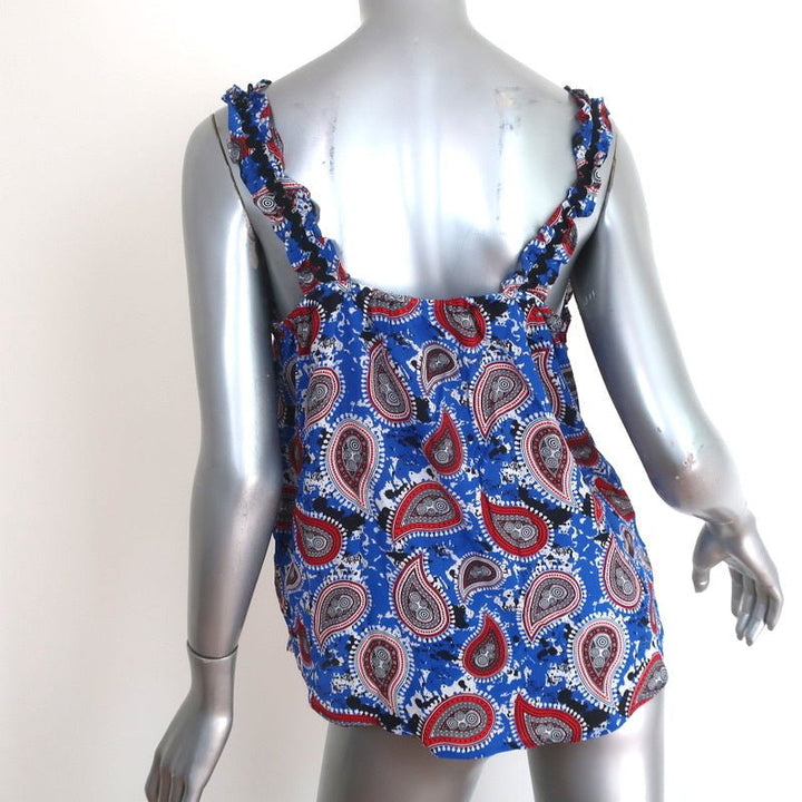 Dodo Bar Or Tank Top Lita Blue Paisley Print Silk Size 42 Sleeveless Blouse - Celebrity Owned
