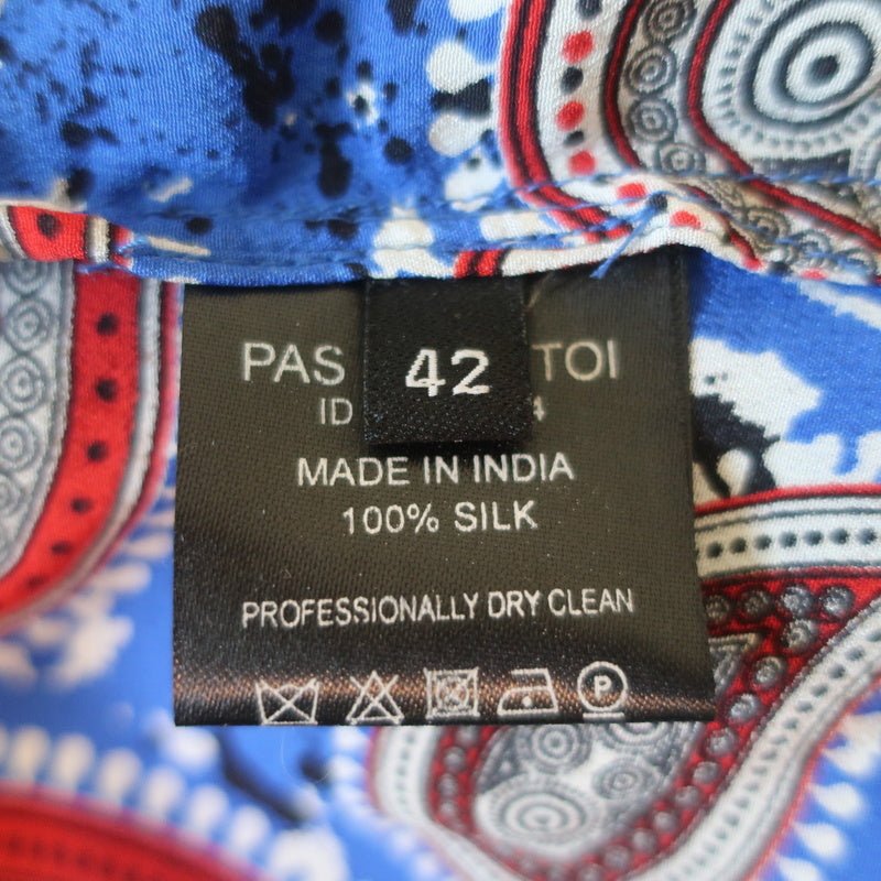 Dodo Bar Or Tank Top Lita Blue Paisley Print Silk Size 42 Sleeveless Blouse - Celebrity Owned