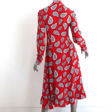 Dodo Bar Or Tie-Front Midi Dress Lennon Red Paisley Print Silk Size 42 - Celebrity Owned