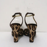 Dolce & Gabbana Ankle Strap Pumps Leopard Print Velvet Size 38 Pointed Toe Heel - Celebrity Owned