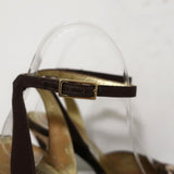 Dolce & Gabbana Ankle Strap Pumps Leopard Print Velvet Size 38 Pointed Toe Heel - Celebrity Owned