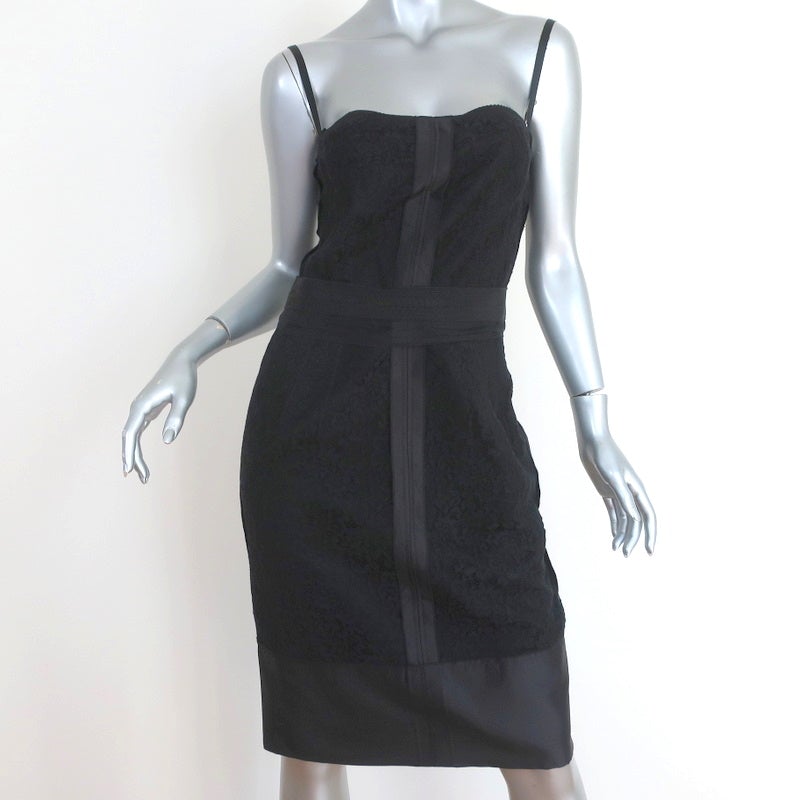 Dolce & Gabbana Bustier Dress Black Taffeta-Trim Lace Size 42 Celebrity Owned Dolce & Gabbana Bustier Dress Black Taffeta-Trim Lace Size 42 Celebrity Owned