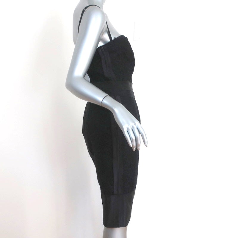 Dolce &amp; Gabbana Bustier Dress Black Taffeta-Trim Lace Size 42 - Celebrity Owned