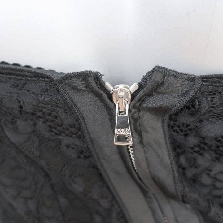 Dolce &amp; Gabbana Bustier Dress Black Taffeta-Trim Lace Size 42 - Celebrity Owned