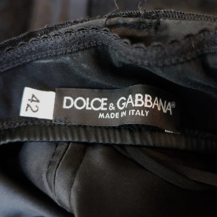 Dolce &amp; Gabbana Bustier Dress Black Taffeta-Trim Lace Size 42 - Celebrity Owned