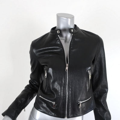 Dolce & Gabbana Leather Moto Jacket Black Size 38 Biker Jacket - Celebrity Owned