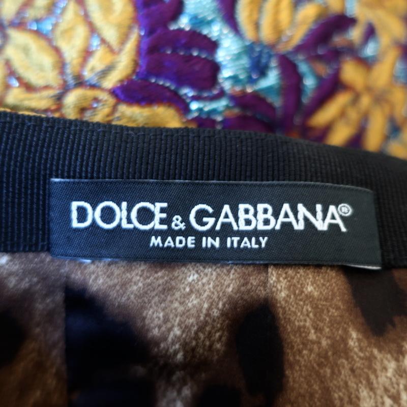 Dolce &amp; Gabbana Mini Skirt Purple/Gold Floral Lurex Jacquard Size 36 - Celebrity Owned