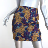 Dolce & Gabbana Mini Skirt Purple/Gold Floral Lurex Jacquard Size 36 - Celebrity Owned