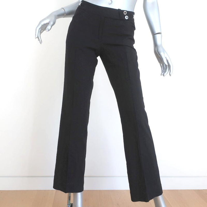 Dolce &amp; Gabbana Trousers Black Stretch Wool Size 38 Straight Leg Dress Pants - Celebrity Owned