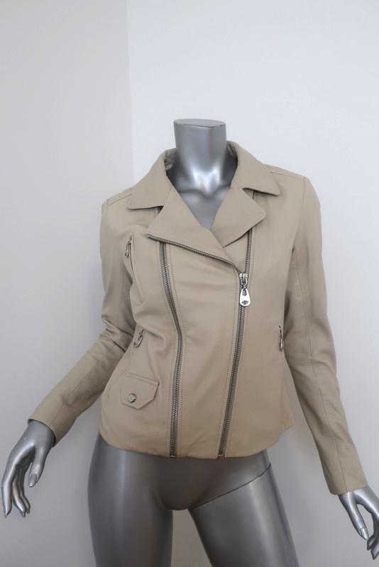 Doma Darken Leather Biker Jacket Ecru Size Small Motorcycle Jacket - Celebrity Owned