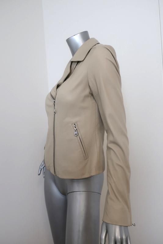 Doma Darken Leather Biker Jacket Ecru Size Small Motorcycle Jacket - Celebrity Owned