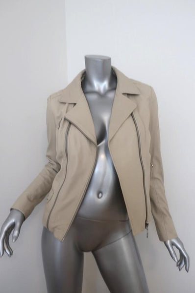 Doma Darken Leather Biker Jacket Ecru Size Small Motorcycle Jacket - Celebrity Owned