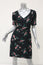 Draper James Dress Black Floral Print Crepe Size 2 Short Sleeve V-Neck Mini