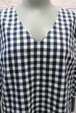 Draper James Gingham Bell Sleeve Top Navy/White Size 2 V-Neck Blouse NEW - Celebrity Owned