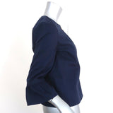 Draper James Peplum Sleeve Jacket Navy Cotton Size Extra Small NEW - Celebrity Owned