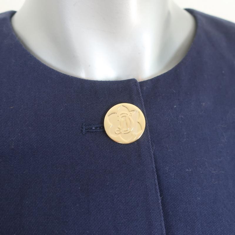 Draper James Peplum Sleeve Jacket Navy Cotton Size Extra Small NEW - Celebrity Owned