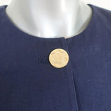 Draper James Peplum Sleeve Jacket Navy Cotton Size Extra Small NEW - Celebrity Owned