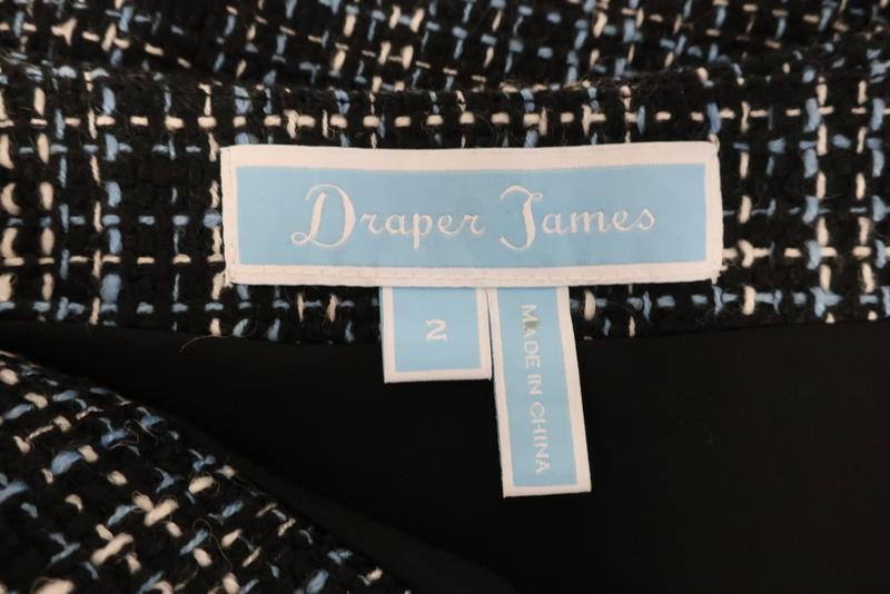 Draper James Susannah Tweed Skirt Blue/Black Size 2 Pleated A-Line - Celebrity Owned