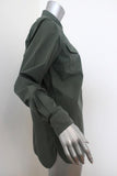 Dries Van Noten Army Shirt Olive Cotton Size 44 Long Sleeve Button Down Top - Celebrity Owned