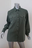 Dries Van Noten Army Shirt Olive Cotton Size 44 Long Sleeve Button Down Top - Celebrity Owned