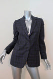 Dries Van Noten Blazer Gray/Purple Checked Wool Size 34 Two-Button Jacket - Celebrity Owned