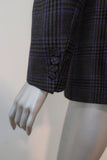 Dries Van Noten Blazer Gray/Purple Checked Wool Size 34 Two-Button Jacket - Celebrity Owned