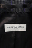 Dries Van Noten Blazer Gray/Purple Checked Wool Size 34 Two-Button Jacket - Celebrity Owned