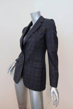 Dries Van Noten Blazer Gray/Purple Checked Wool Size 34 Two-Button Jacket - Celebrity Owned