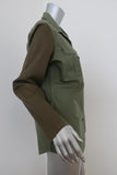 Dries Van Noten Contrast Sleeve Army Shirt Olive Cotton Size 44 Long Sleeve Top - Celebrity Owned