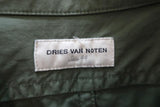 Dries Van Noten Contrast Sleeve Army Shirt Olive Cotton Size 44 Long Sleeve Top - Celebrity Owned