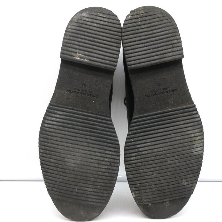Dries Van Noten Lace-Up Oxfords Black Textured Leather Size 41 Derby Shoes - Celebrity Owned