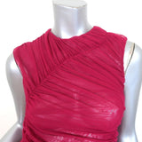Dries Van Noten Ruched Mesh Top and Midi Skirt Set Fuchsia Size Small - Celebrity Owned
