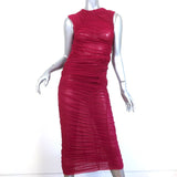 Dries Van Noten Ruched Mesh Top and Midi Skirt Set Fuchsia Size Small - Celebrity Owned