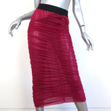 Dries Van Noten Ruched Mesh Top and Midi Skirt Set Fuchsia Size Small - Celebrity Owned