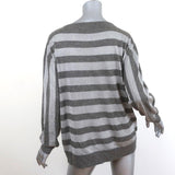 Dries Van Noten Sweater Silver/Gray Metallic Striped Knit Pullover Size Medium - Celebrity Owned