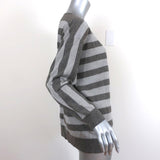 Dries Van Noten Sweater Silver/Gray Metallic Striped Knit Pullover Size Medium - Celebrity Owned