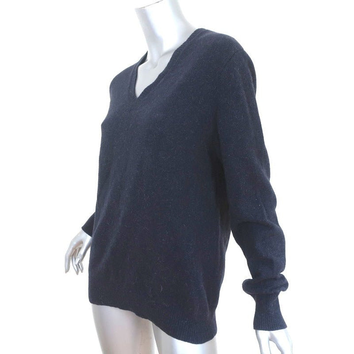 Dries Van Noten V-Neck Pullover Sweater Navy Alpaca-Blend Size Large - Celebrity Owned