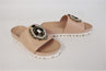 Eddy Daniele Swarovski Crystal Slide Sandals Nude Leather Flatform Size 36 NEW