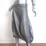 Eileen Fisher Lantern Skirt Silver Metallic Linen-Blend Size PM NEW - Celebrity Owned
