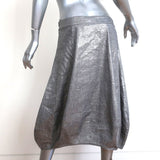 Eileen Fisher Lantern Skirt Silver Metallic Linen-Blend Size PM NEW - Celebrity Owned